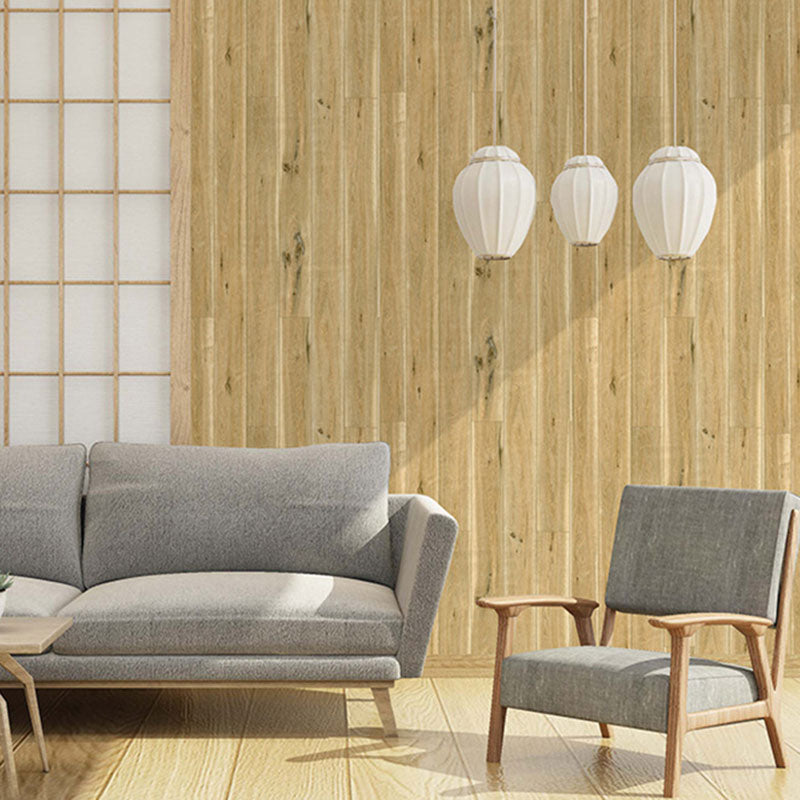 Pastel Yellow Wooden Stripe Wallpaper Waterproof Easy to Remove Wall Decor, 29.1 sq ft.