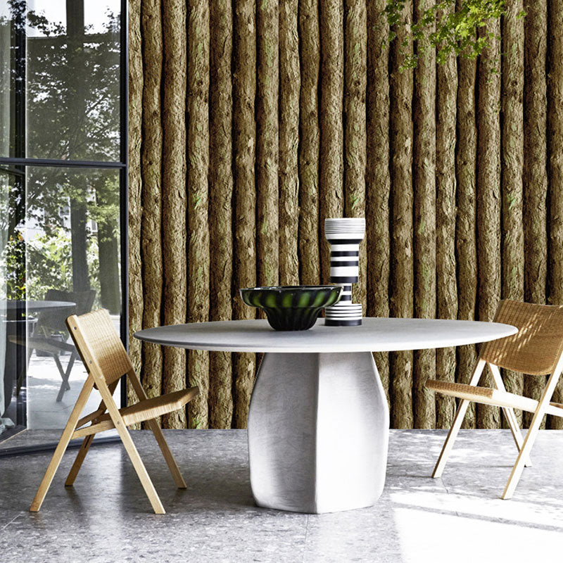 Bar and Dining Room Wallpaper with Dark Green Faux Wood,  29.1 sq ft., Peel and Stick