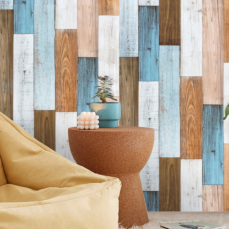 Wooden Stripe Wallpaper for Cafe and Dress Shop Self-Adhesive Modern Minimalist Wall Decor
