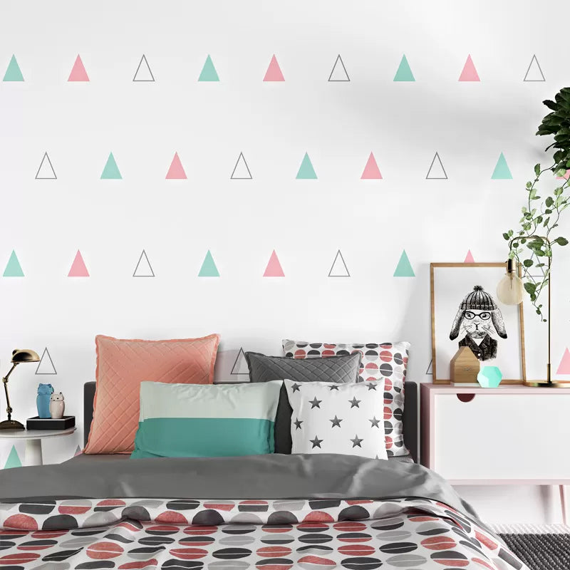 Pastel Color Wall Covering Simple Geometries and Triangle 57.1 sq ft. Non-Pasted Decorative Wallpaper