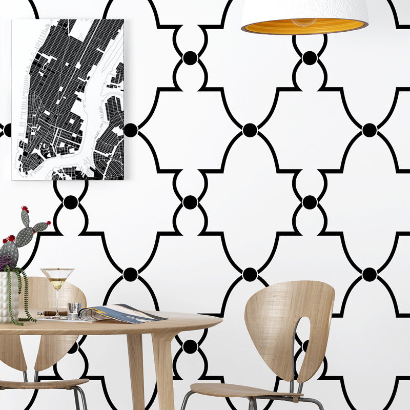 Geometries and Harlequin PVC Wallpaper in Black and White Decorative Non-Pasted Wall Covering