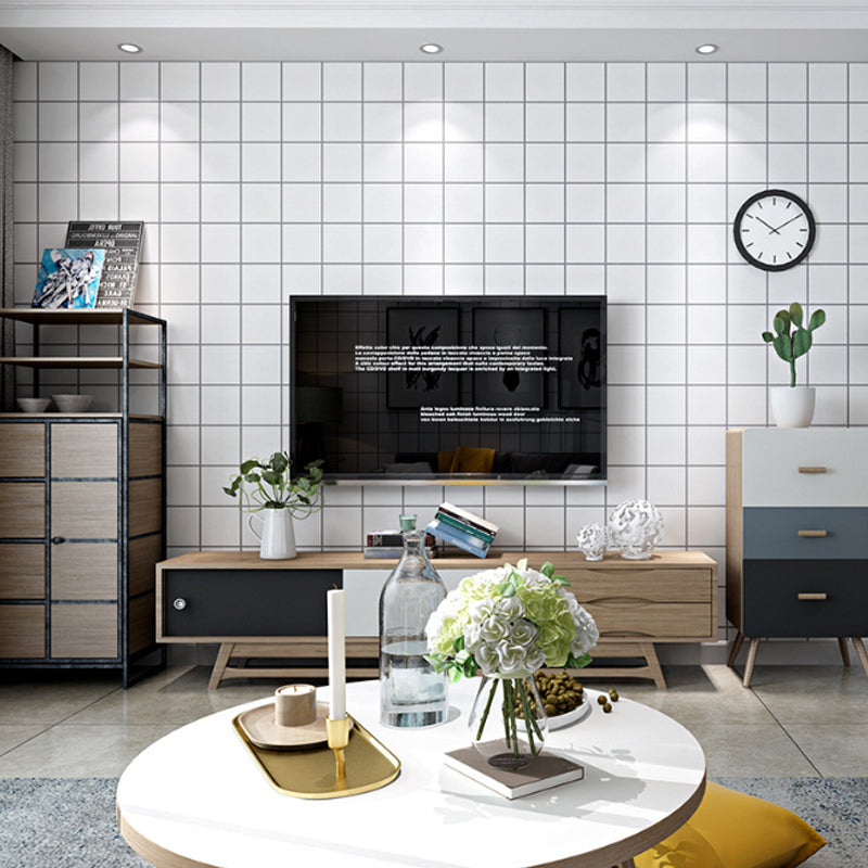 Simple Black and White Check Wallpaper for Dining Room Non-Pasted 20.5 in x 31 ft