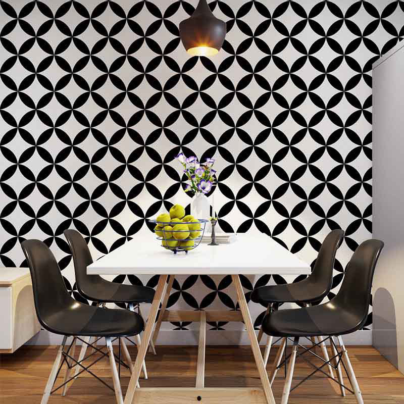 Modern Black and White Wallpaper Vinyl 33-foot x 20.5-inch Simple and Nordic Non-Pasted Wall Covering