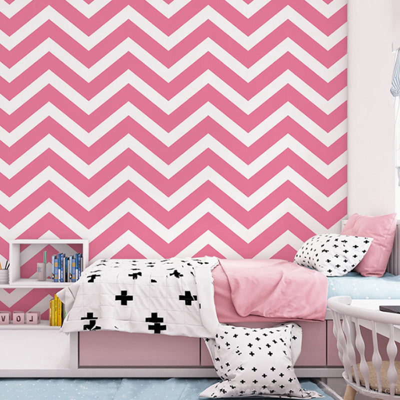 Geometries and Wave Wallpaper Waterproof Non-Pasted PVC Wall Decor in Light Color