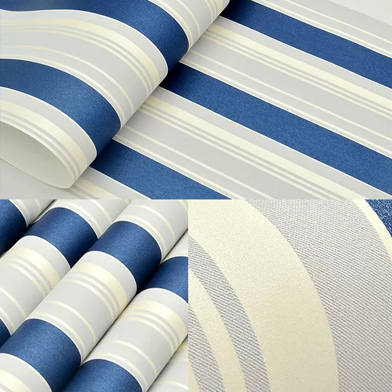 Non-Woven Wallpaper Vertical Stripes, Blue and White, 33 ft. x 20.5 in