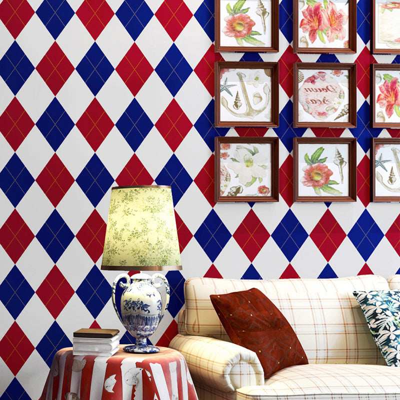 Harlequin and Geometries Wallpaper in Red and Blue 33 ft. x 20.5 in Modern and Simple Non-Pasted  Wall Covering