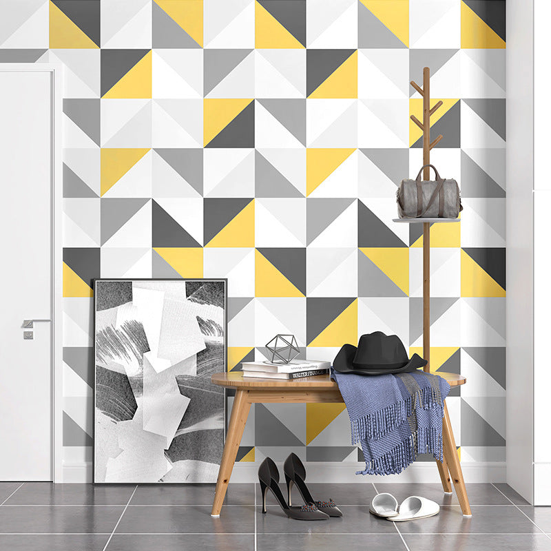 Contemporary Square and Triangle Wallpaper Water-Resistant Non-Pasted, 31 ft. x 20.5 in