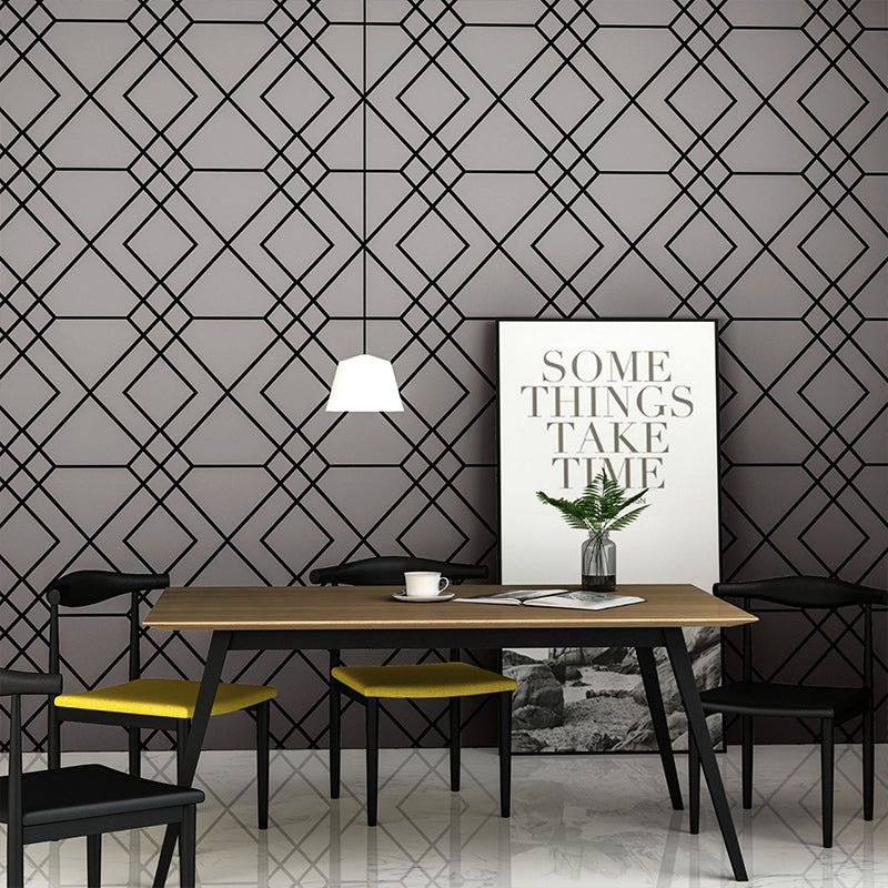 Non-Pasted Wallpaper with Pastel Color Grid and Geometries, 20.5"W x 33'L