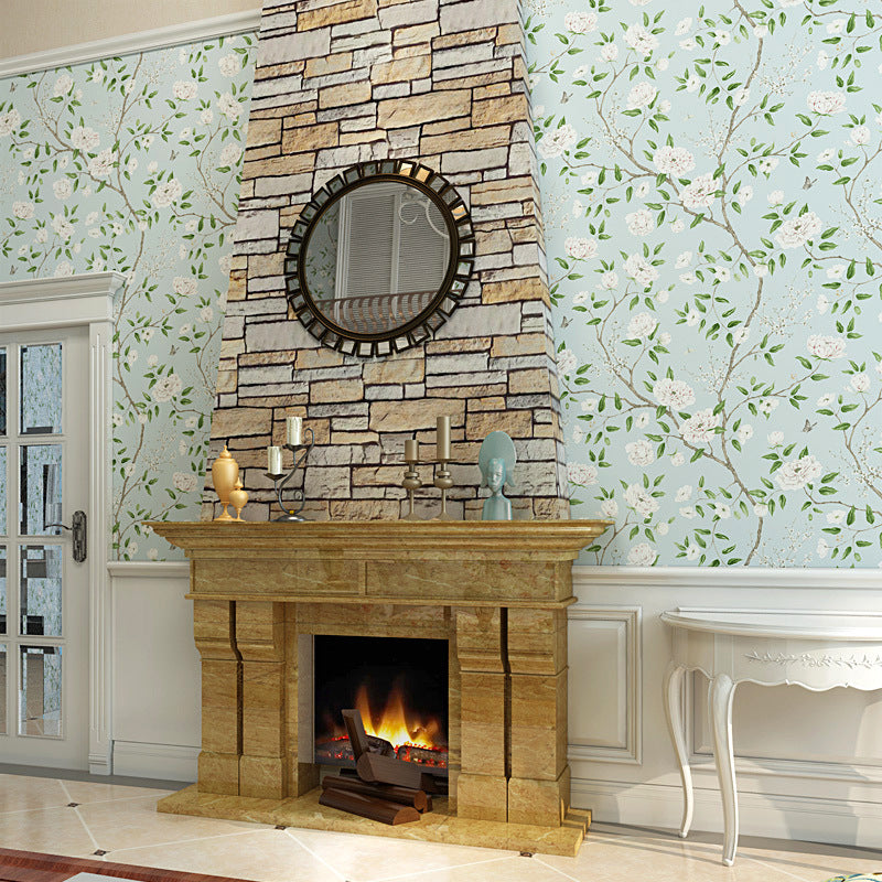 Grass Green Flowers and Trees and Leaves 33-foot x 20.5-inch Non-Pasted Decorative Wallpaper