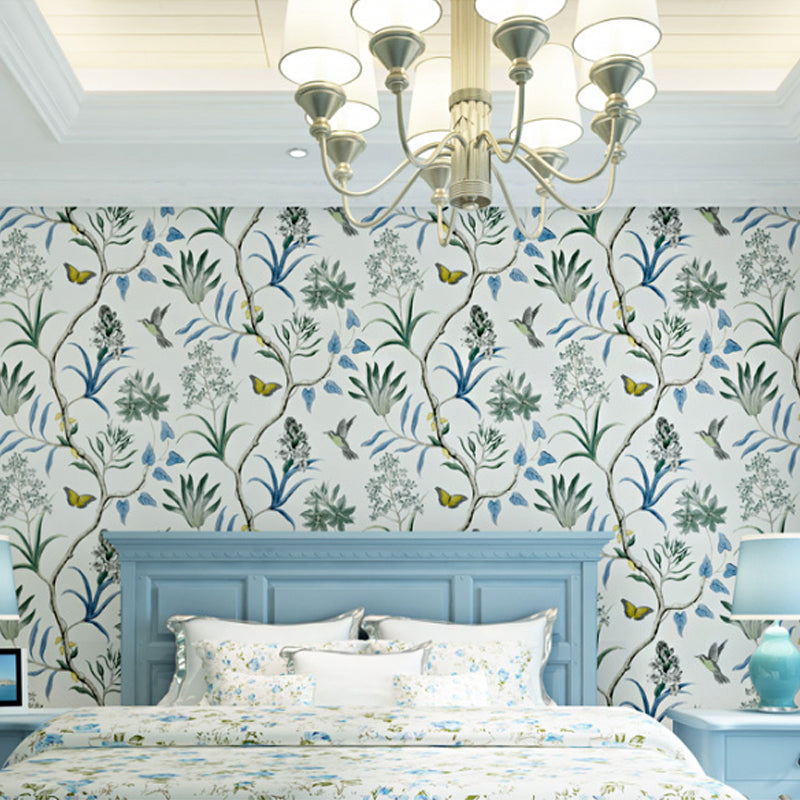 Retro Multi-Colored 20.5-inch x 33-foot Non-Woven Moisture Resistant American Country Floral Print Wallpaper