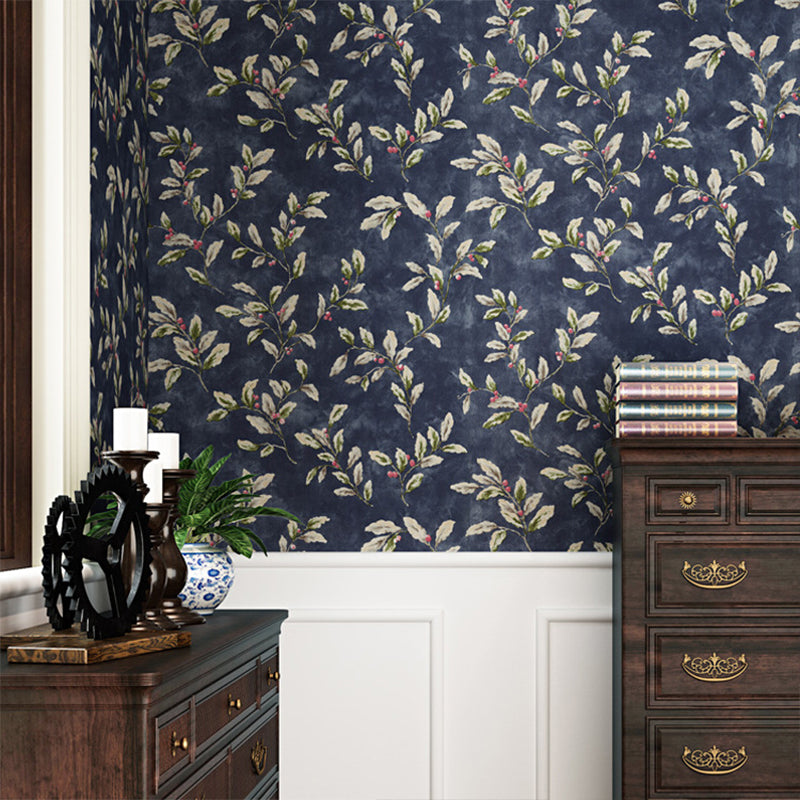 Traditional American Wallpaper Non-Pasted 33' by 20.5" Country Leaves and Floral Patterns Wall Decor for Bedroom and Dining Room