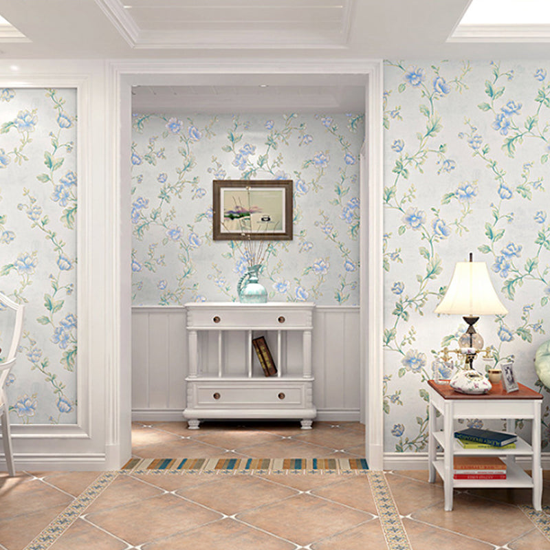 Botanical Peony and Branches Wallpaper Non-Pasted Wall Covering, 31 ft x 20.5 in, Pastel Color