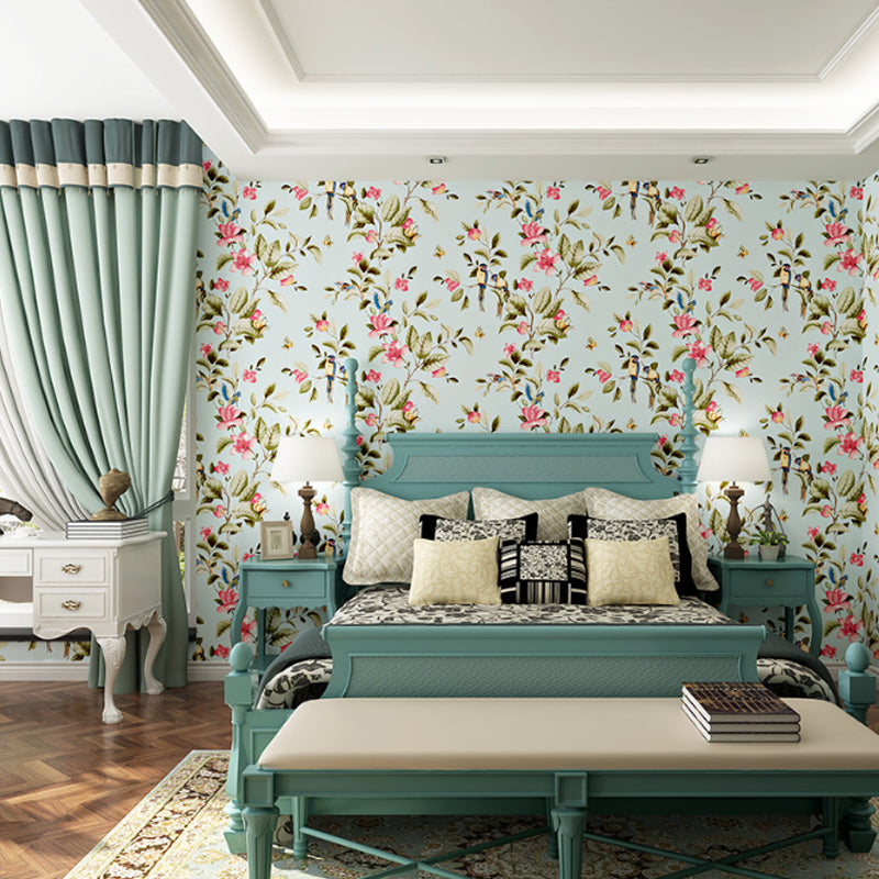 Garden Blossoms and Leaves Wallpaper Stain-Resistant Non-Pasted , 20.5"W x 33'L