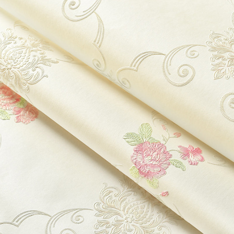 American Countryside Wallpaper Non-Pasted 20.5"W x 33'L 3D Floral Print for Bedroom and Dining Room