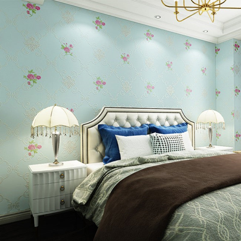 American Countryside Wallpaper Non-Pasted 20.5"W x 33'L 3D Floral Print for Bedroom and Dining Room