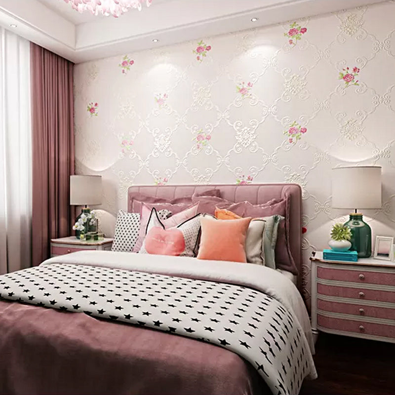 American Countryside Wallpaper Non-Pasted 20.5"W x 33'L 3D Floral Print for Bedroom and Dining Room