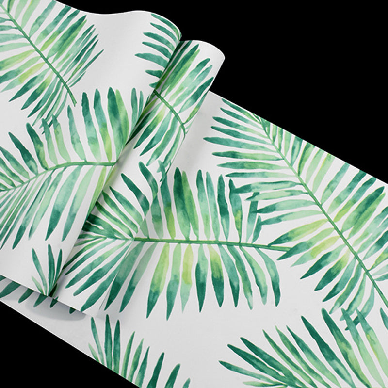 Green and White Banana Leaf Decorative Non-Pasted Wallpaper, 33 ft. x 20.5 in