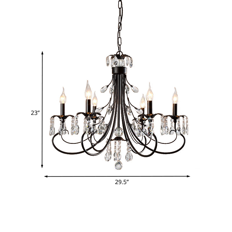 Candela soggiorno tradizionalismo tradizionalismo prisma cristallo smusso 6/8 lampadario nero