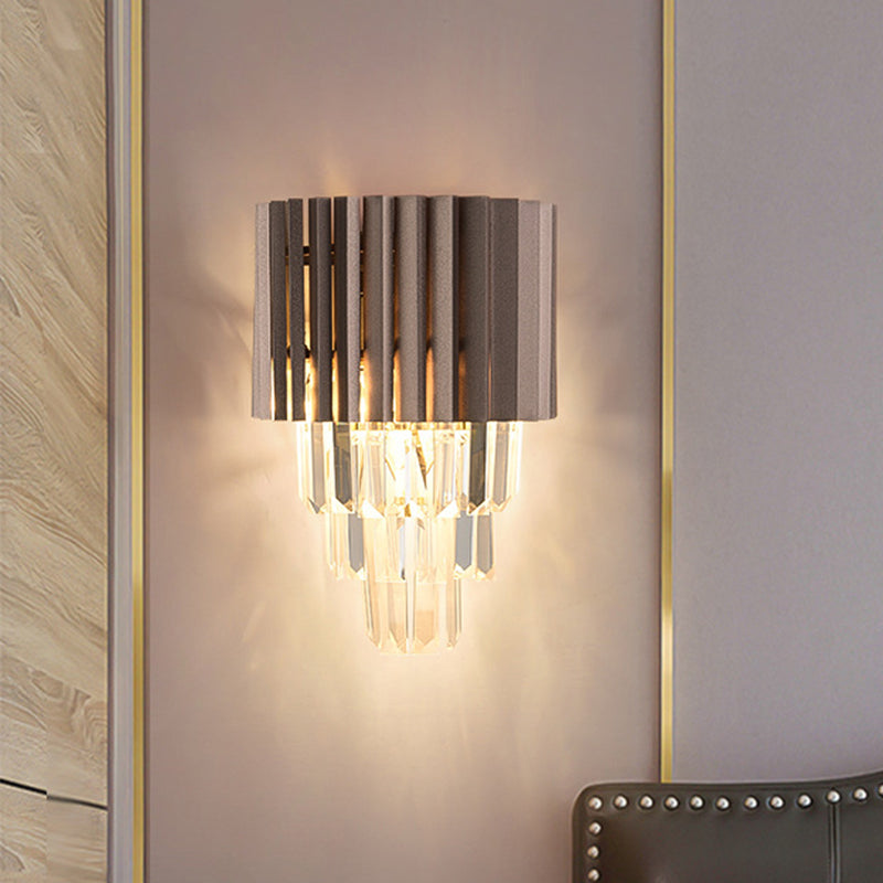 Lumière murale en cristal k9 modernisme 2 têtes d'éclairage mural de chambre à coucher en noir