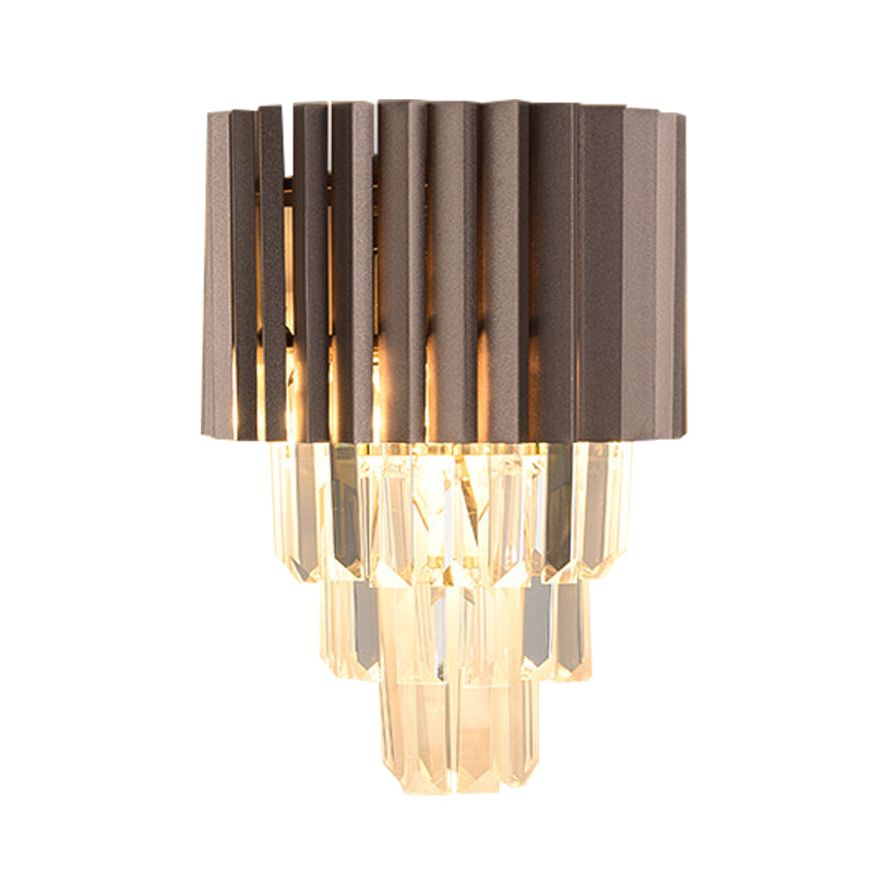 Lumière murale en cristal k9 modernisme 2 têtes d'éclairage mural de chambre à coucher en noir