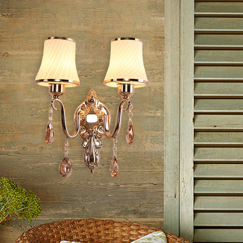 Éclairage mural en laiton en laiton Opale Rat de défilement 2 têtes Minimaliste lampe montée sur la paroi cristalline