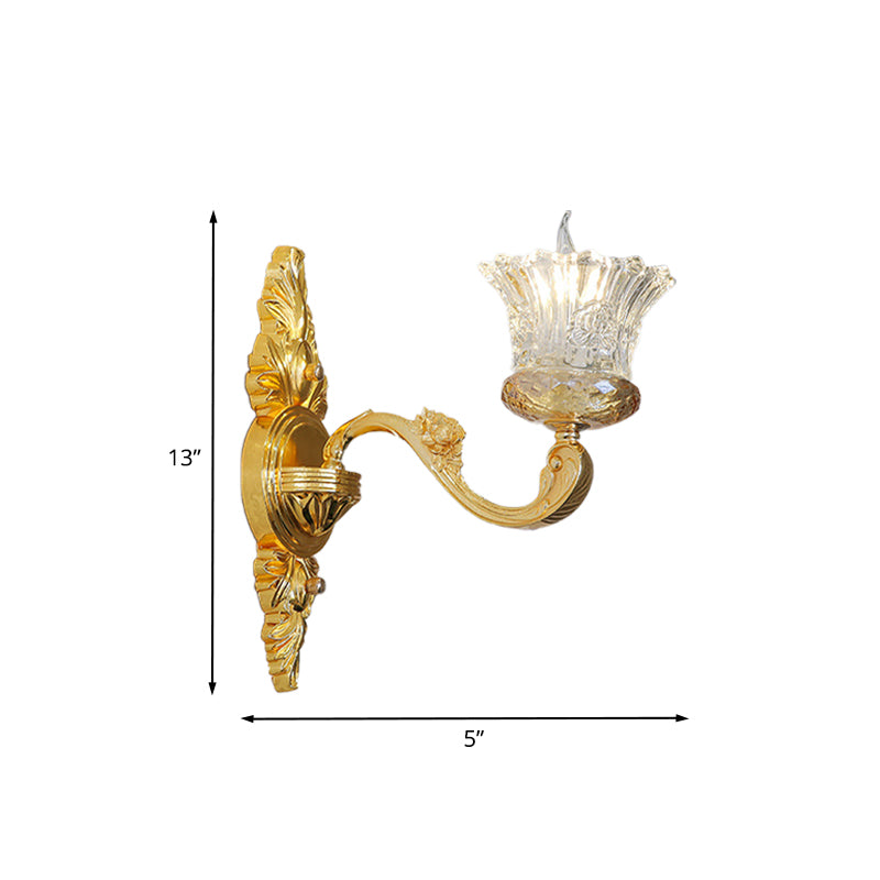 Bulb Bulb Crystal Glass Sconce Simple Gol Flower Corridor Mur Mur Wall avec un bras plongeant