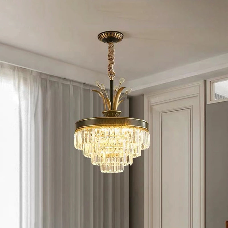 Lumo lampadario a cristallo chiaro a LED Classica sala da pranzo a strati oro classico lampada a sospensione sospesa