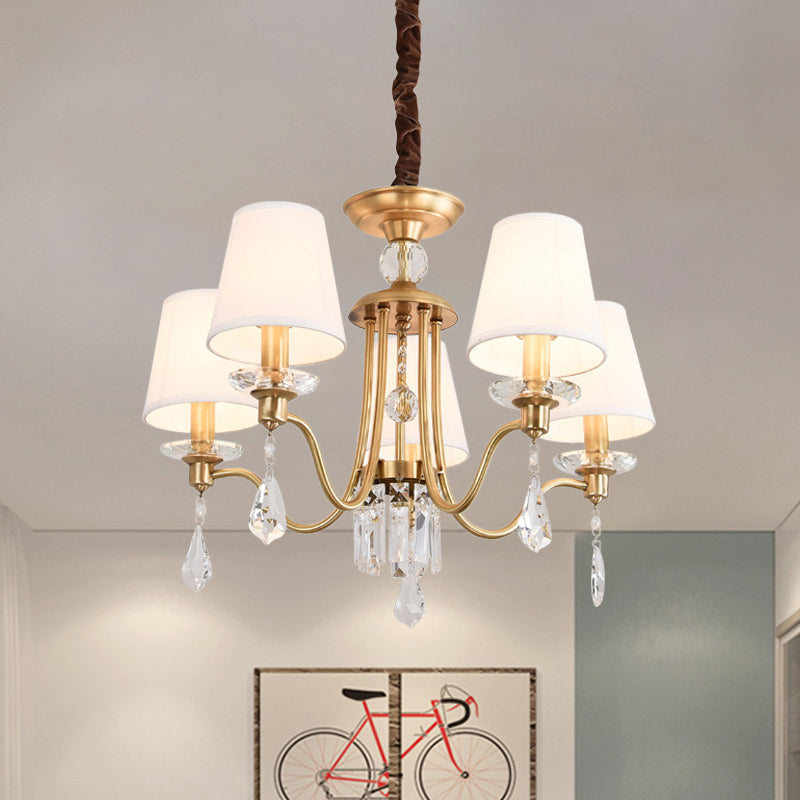 Borta lampada lampadina in ottone in ottone 5 teste tradizionali a sospensione con drappeggio cristallino