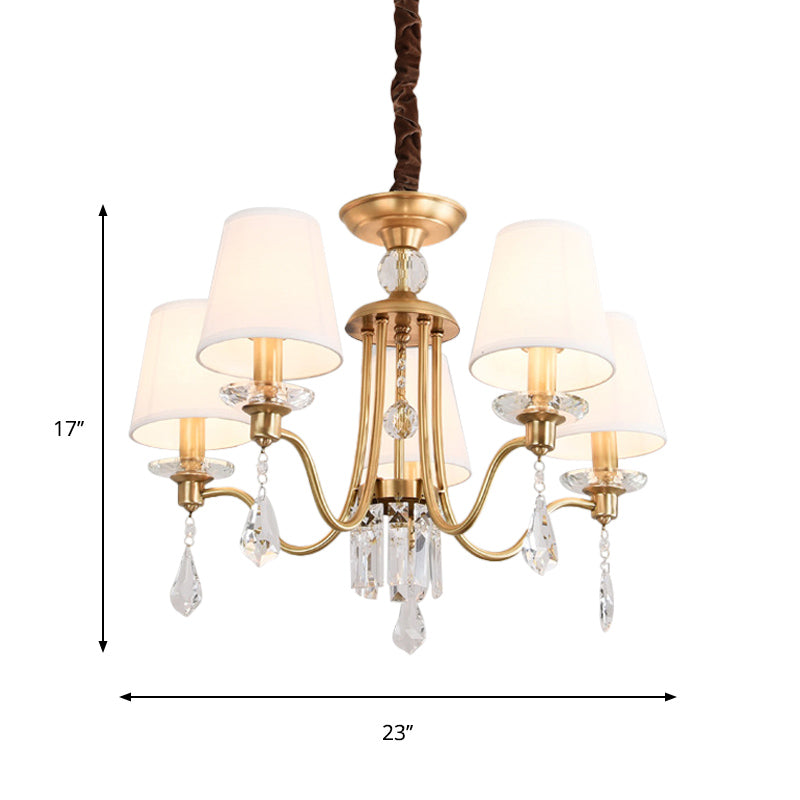 Borta lampada lampadina in ottone in ottone 5 teste tradizionali a sospensione con drappeggio cristallino