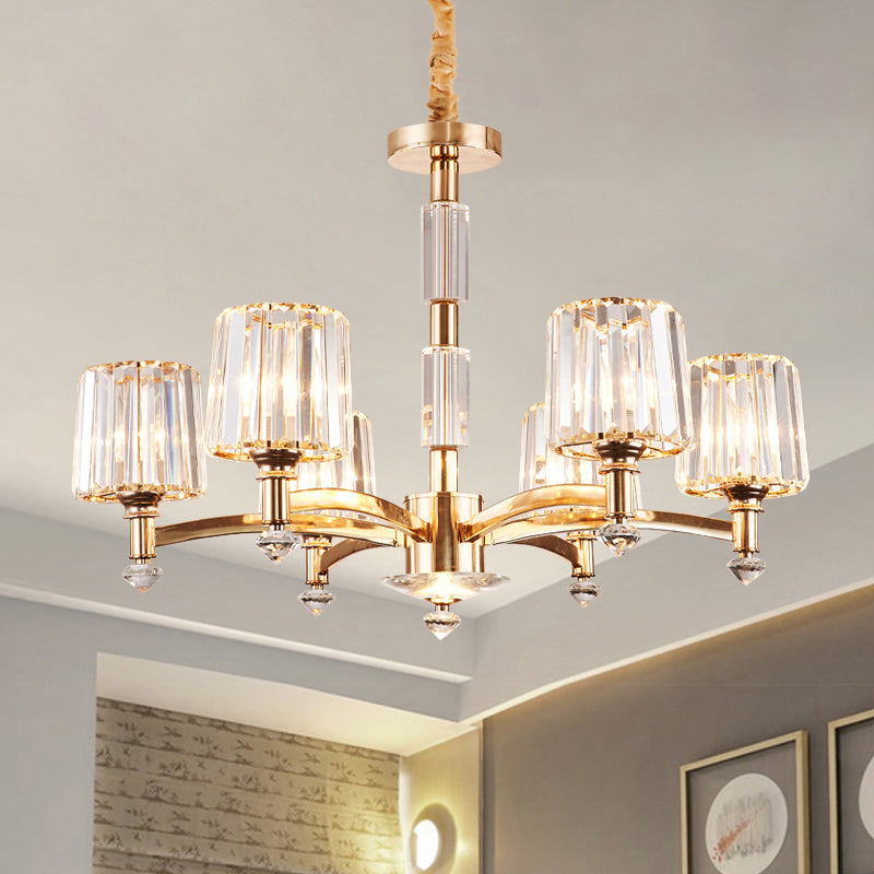 Luce a sospensione antico Sputnik 6 lampadari a blocchi di cristallo trasparente lampadario in oro per camera da letto