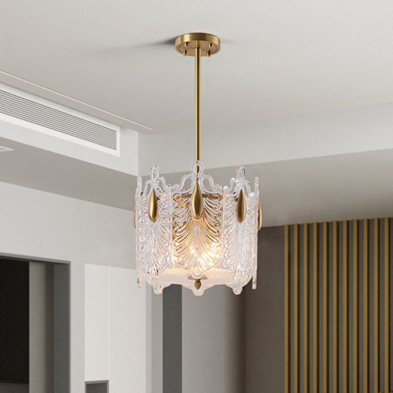 Luz de la lámpara colgante de 4 luces tradicionales de cristal redondo K9 Luz de techo colgante en oro para sala de estar