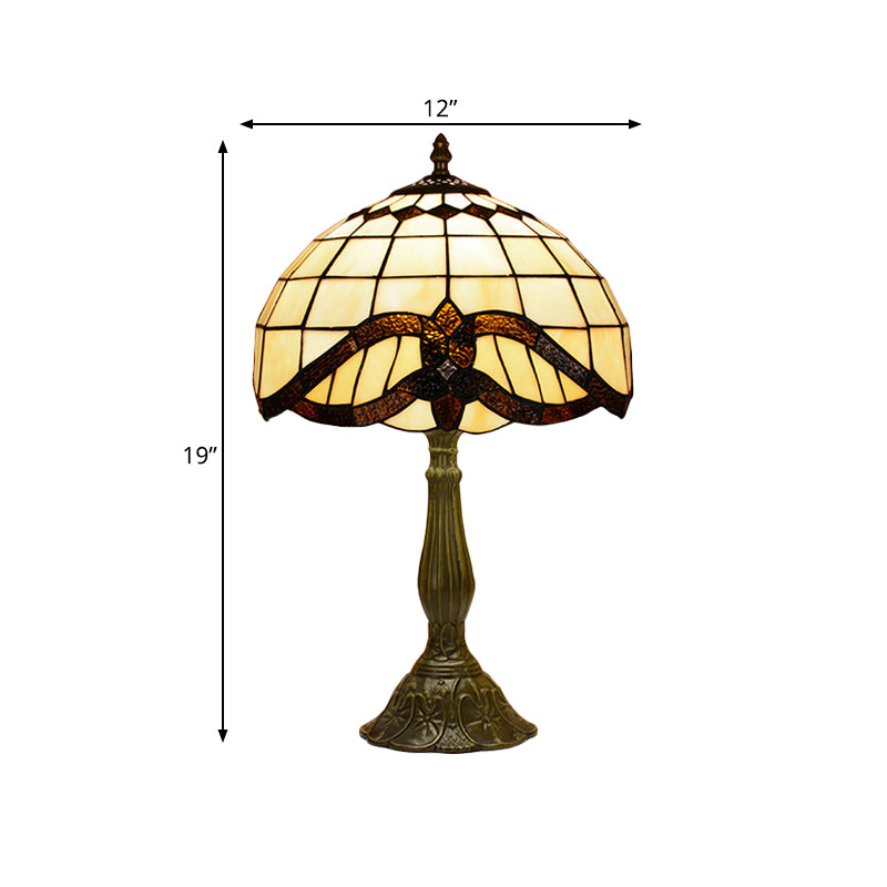 1 Glühbirnen handgefertigte Netznachtlampe Tiffany Bronze Buntglas Tischlicht für Schlafzimmer