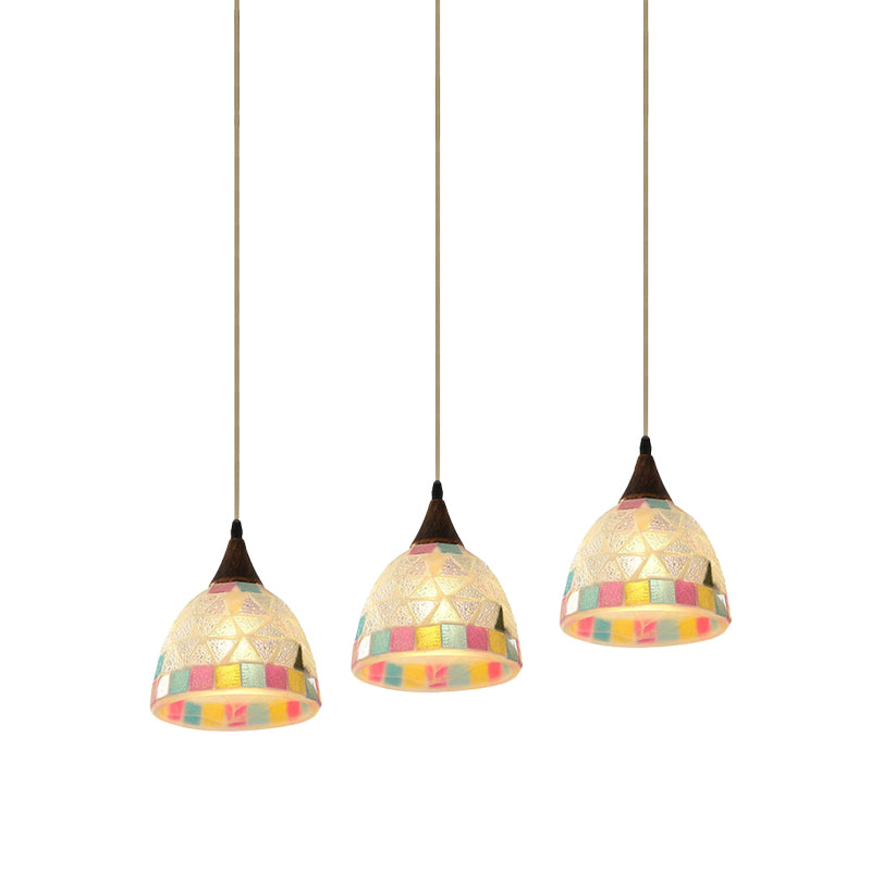 Shell Bell hanglamp LICHT BEWERST MEDITERRANE NIET Bronze multi-hangende lamp met mozaïekrand in brons in brons