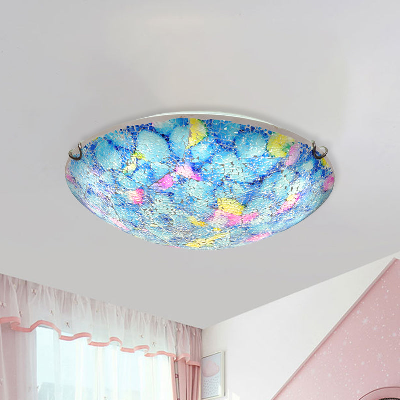 Plafoniera in vetro colorato Tiffany blu con montaggio a incasso a 2/3 luci per camera da letto, larghezza 12"/16"