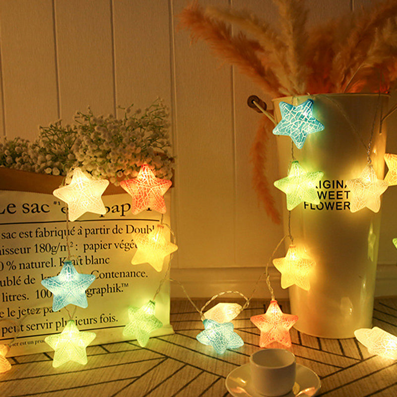 Pentagram LED String Light Modern Plastic 20/40 Heads Restaurant Christmas Lamp in Yellow/Blue-Pink-Yellow, 3/6 M
