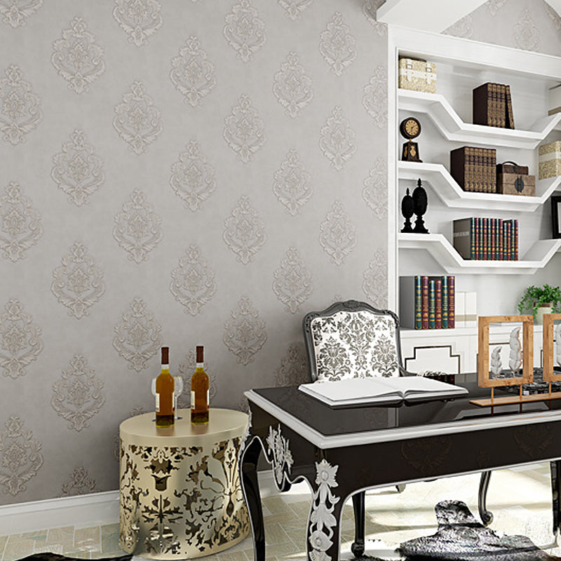 Vinyl Victorian Damask Wallpaper 33' x 20.5" Classic Non-Pasted Floral Wall Decor
