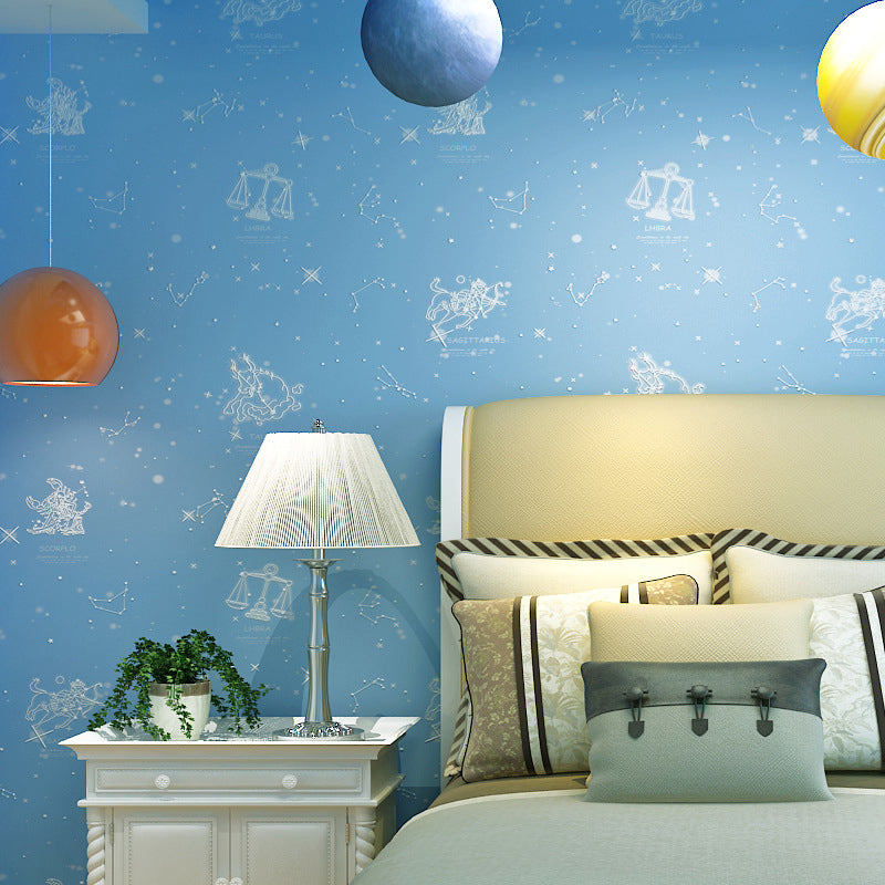 Modern Flock Star Non-Pasted Wallpaper for Kids' Bedroom, 20.5"W x 33'L