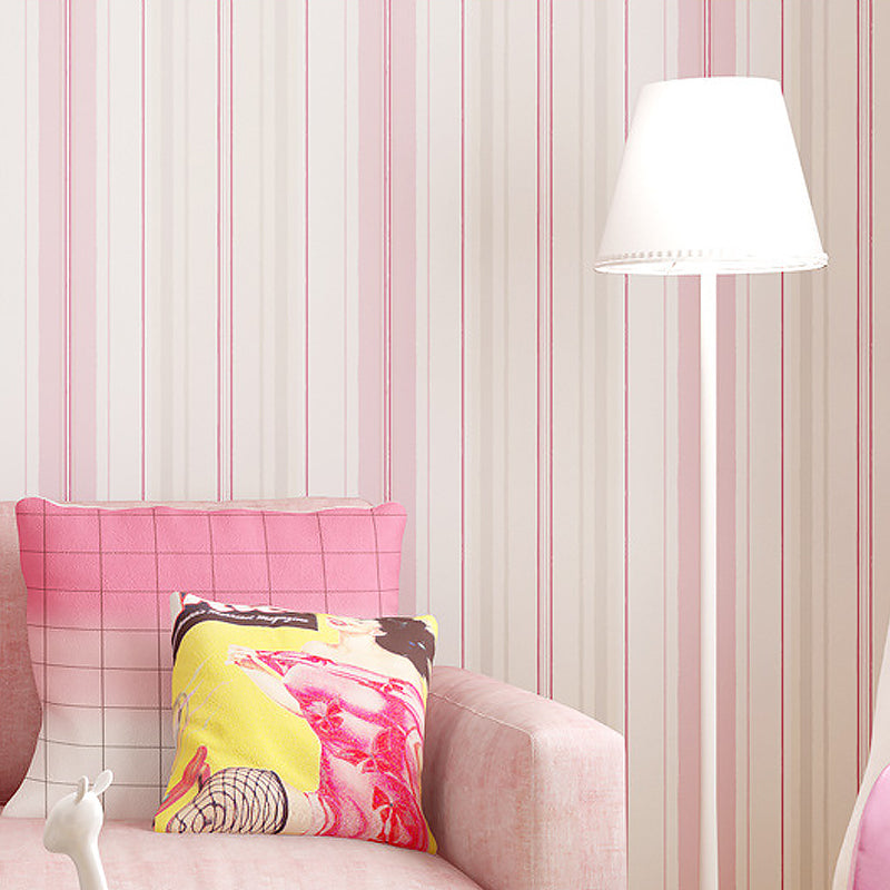 Vertical Stripe Non-Pasted Wallpaper for Children, 33'L x 20.5"W, Light Color