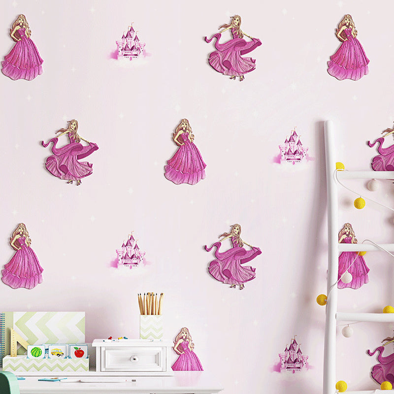 Princess Wallpaper for Girl Non-Woven 33'L x 20.5"W L Non-Pasted Character Wall Decor