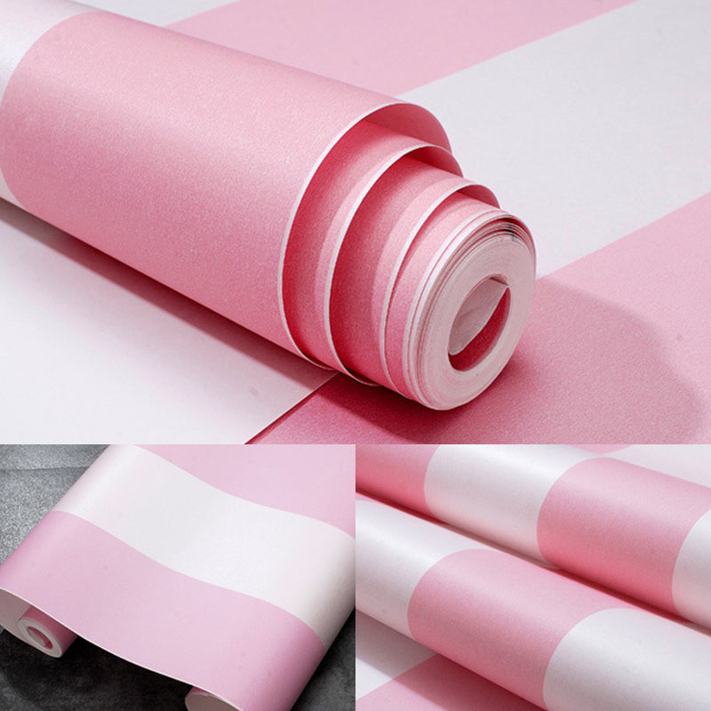 Vertical Stripe Non-Woven Wallpaper in Pink for Children 20.5" by 31' Moisture-Resistant Non-Pasted Wall Covering