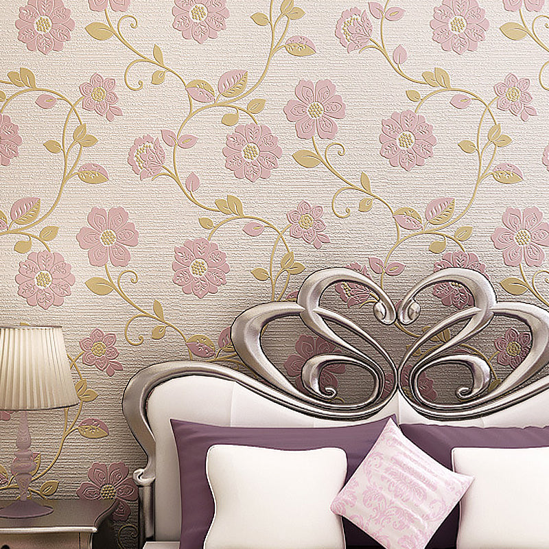 Non-Pasted Wallpaper with Blossoming Flower Design for Baby, 33 ft. x 20.5 in