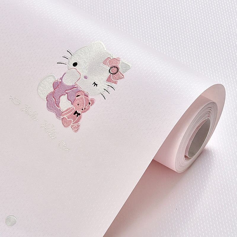 3D Cute Kitty Wallpaper for Girls Moisture-Resistant Non-Pasted 20.5-inch x 33-foot