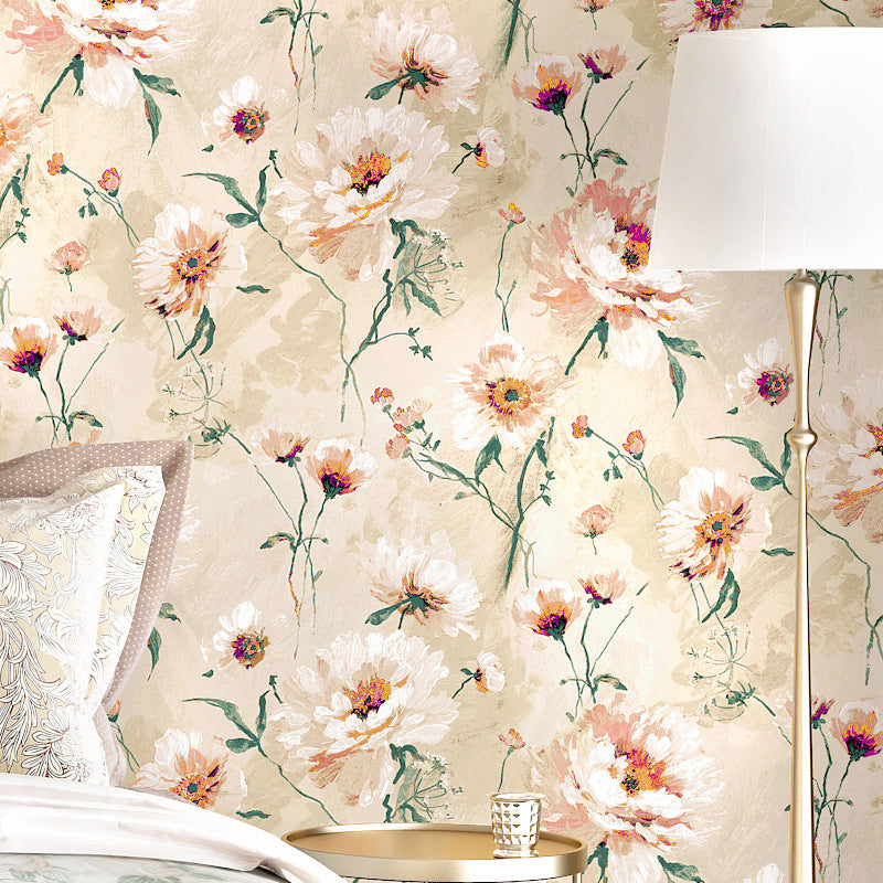 Hand Printed Floral Pattern Wallpaper Non-Woven 20.5"W x 33'L Wall Covering