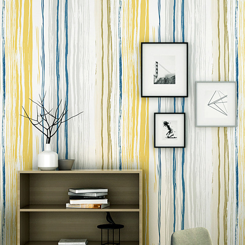 Plaster Wallpaper with Irregular Stripes, Multi-Colored, 20.5"W x 31'L