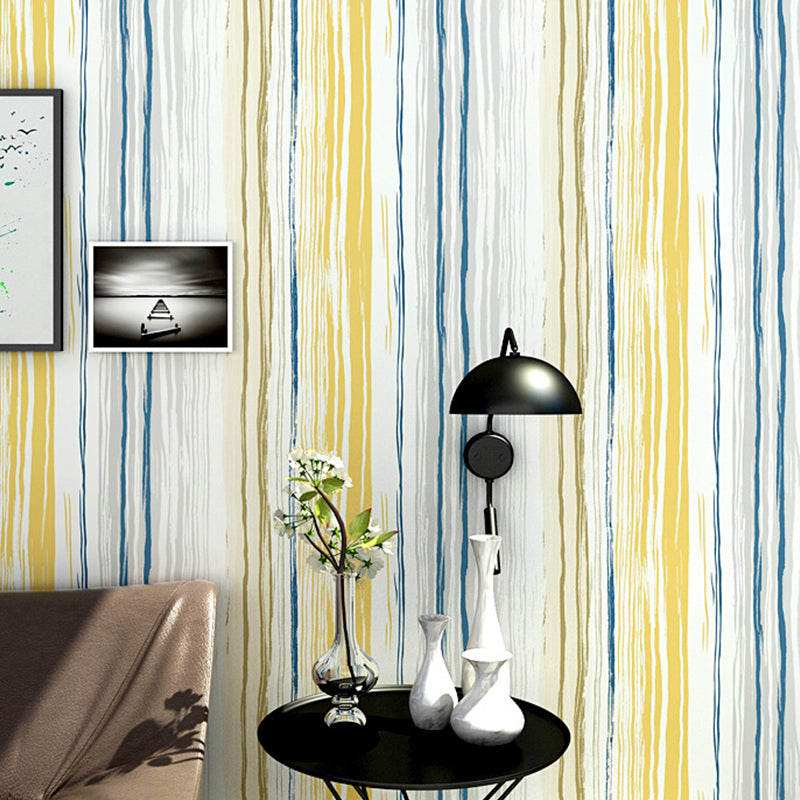 Plaster Wallpaper with Irregular Stripes, Multi-Colored, 20.5"W x 31'L
