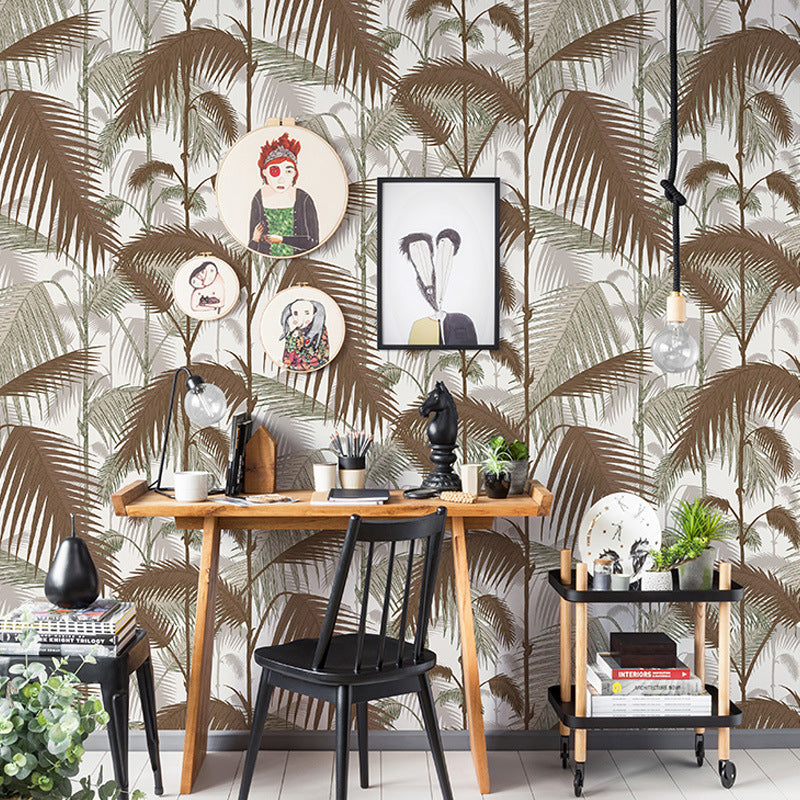 Bedroom and Dining Room Wallpaper with Dark Green Banana Leaf, 33'L x 20.5"W, Non-Pasted