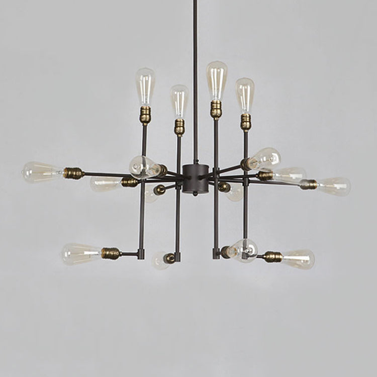 Iron Exposed Lampadelier Lighting Vintage Industrial Multi Light Dining Room Pendant Light in Black