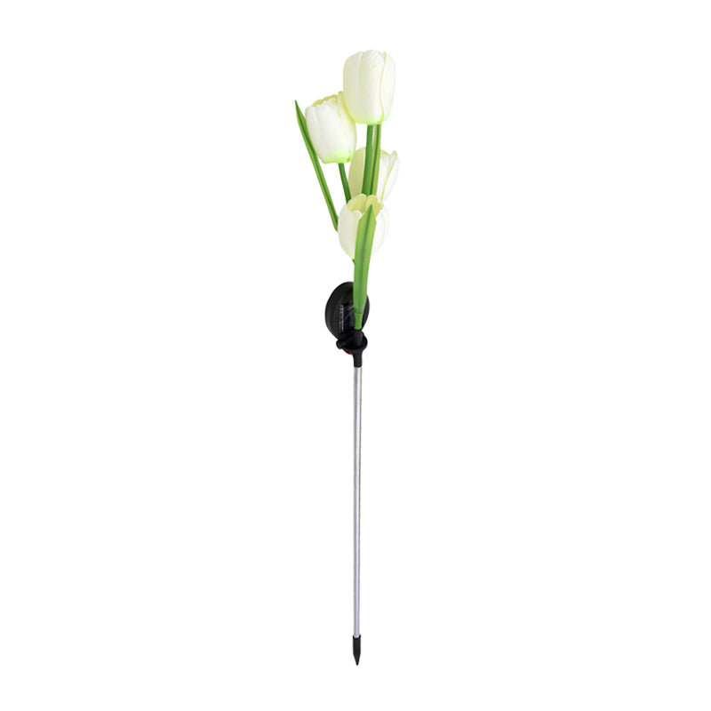 Tulip Solar LED Path Light Modernism Fabric 4 Heads Yellow/White/Yellow and White Ground Lighting for Outdoor Garden