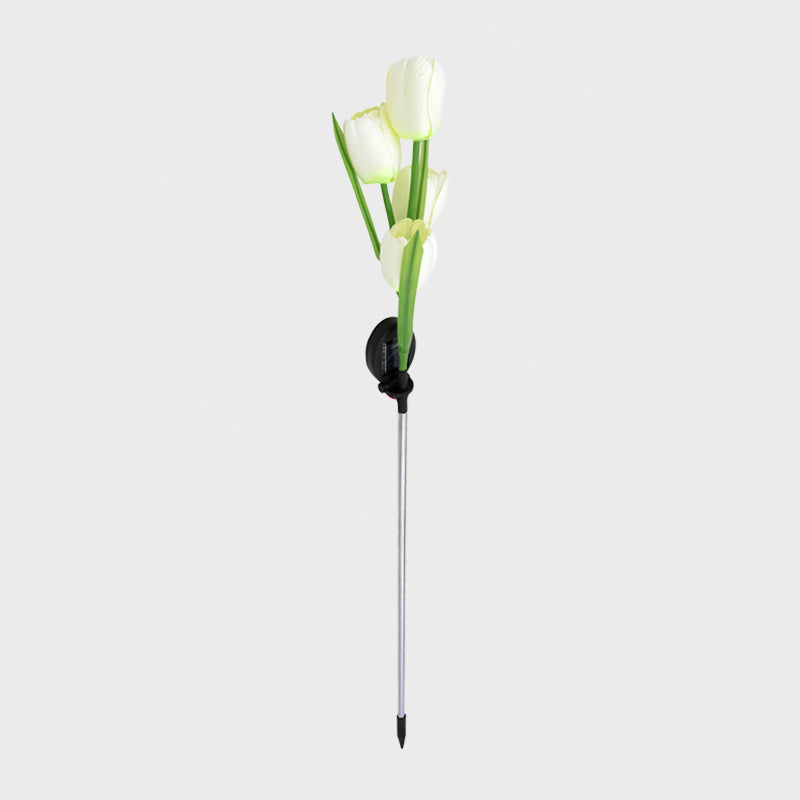 Tulip Solar LED Path Light Modernism Fabric 4 Heads Yellow/White/Yellow and White Ground Lighting for Outdoor Garden