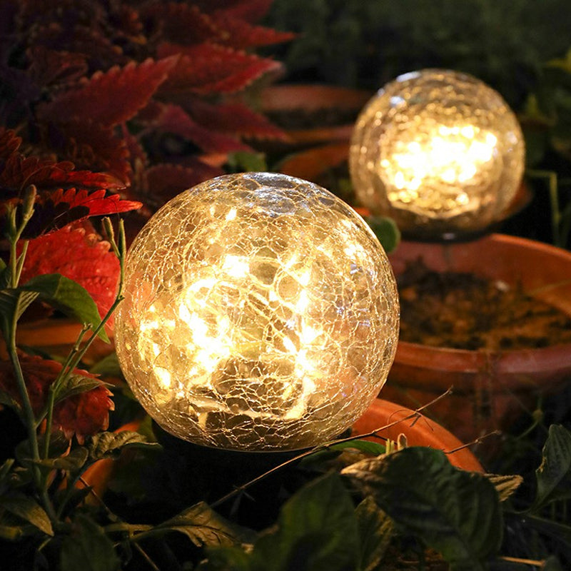 Clear Crackle Glass Buried Light Contemporary Solar LED Underground Lamp for Outdoor